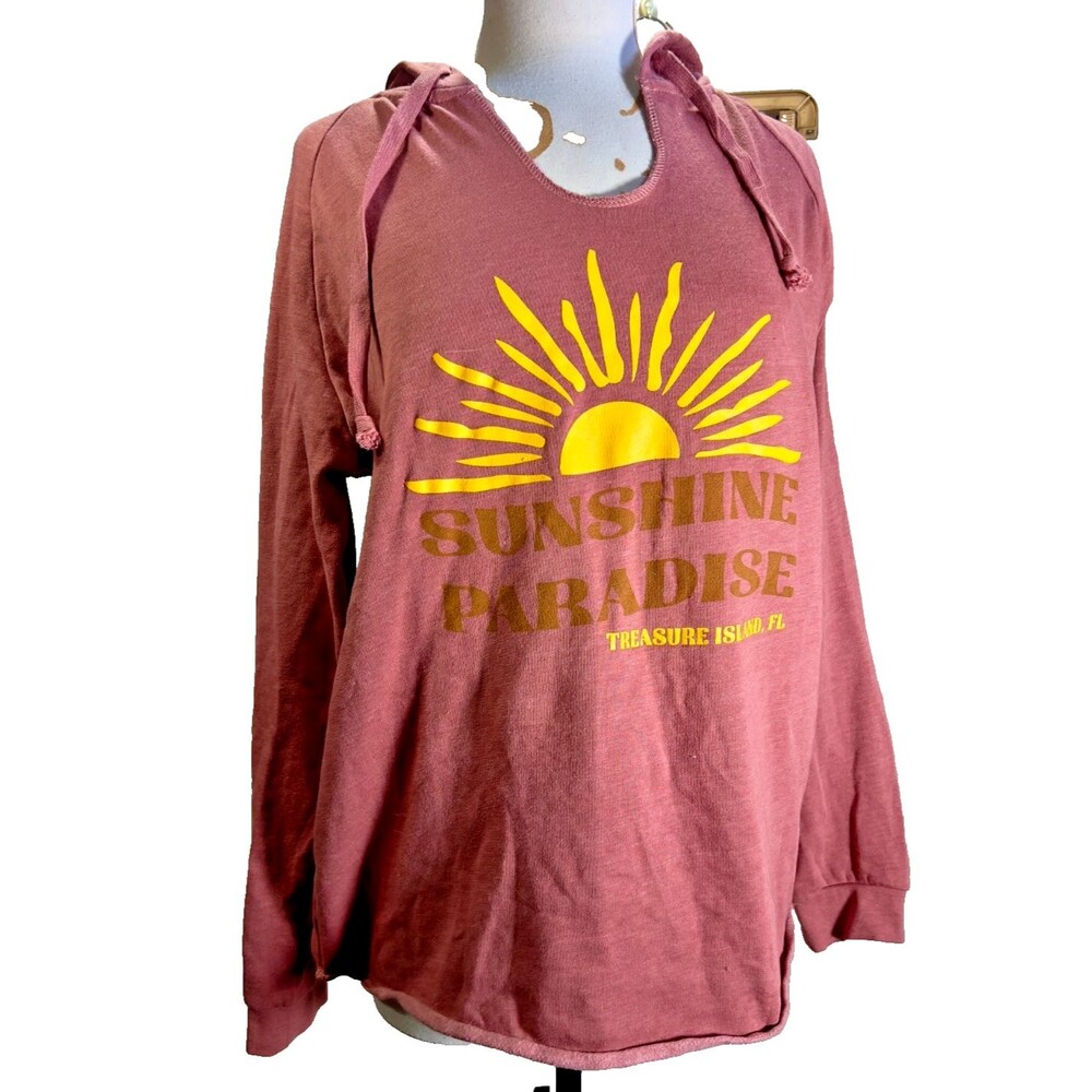 Coconut Creek Hoodie Size L Women's Modern Souvenir Outdoorsy Soft Boho Chic Top